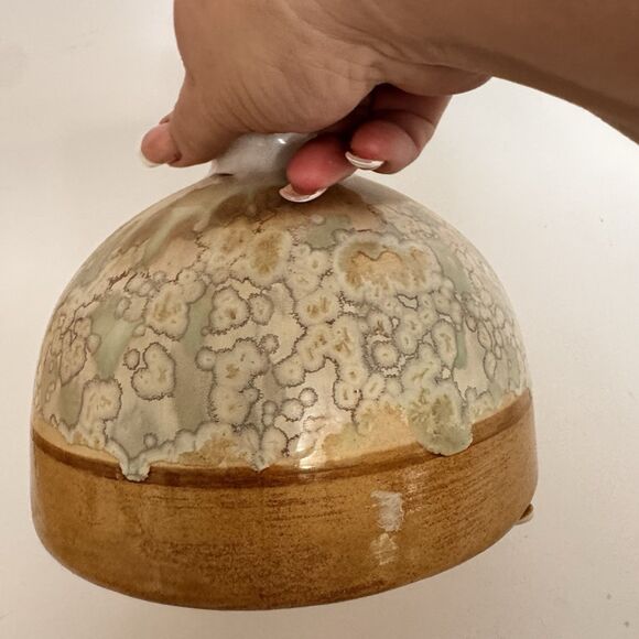 Studio Art Pottery Vase 8"x7" – Earth Tone Crystalline Glaze Handmade Ceramic - Picture 4 of 9